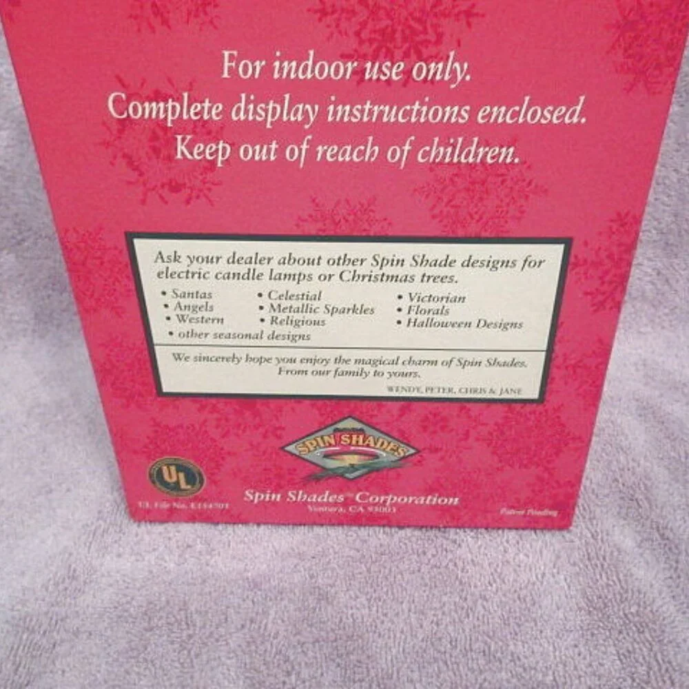 Vtg Revolving Christmas Tree Lamp Shades Set Of 3 With Light Bulbs Holiday NOS